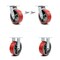 Service Caster 6 Inch Red Poly on Steel Caster Set with Roller Bearings 2 Swivel Lock 2 Rigid SCC-30CS620-PUR-RS-BSL-2-R-2 - alternate 1